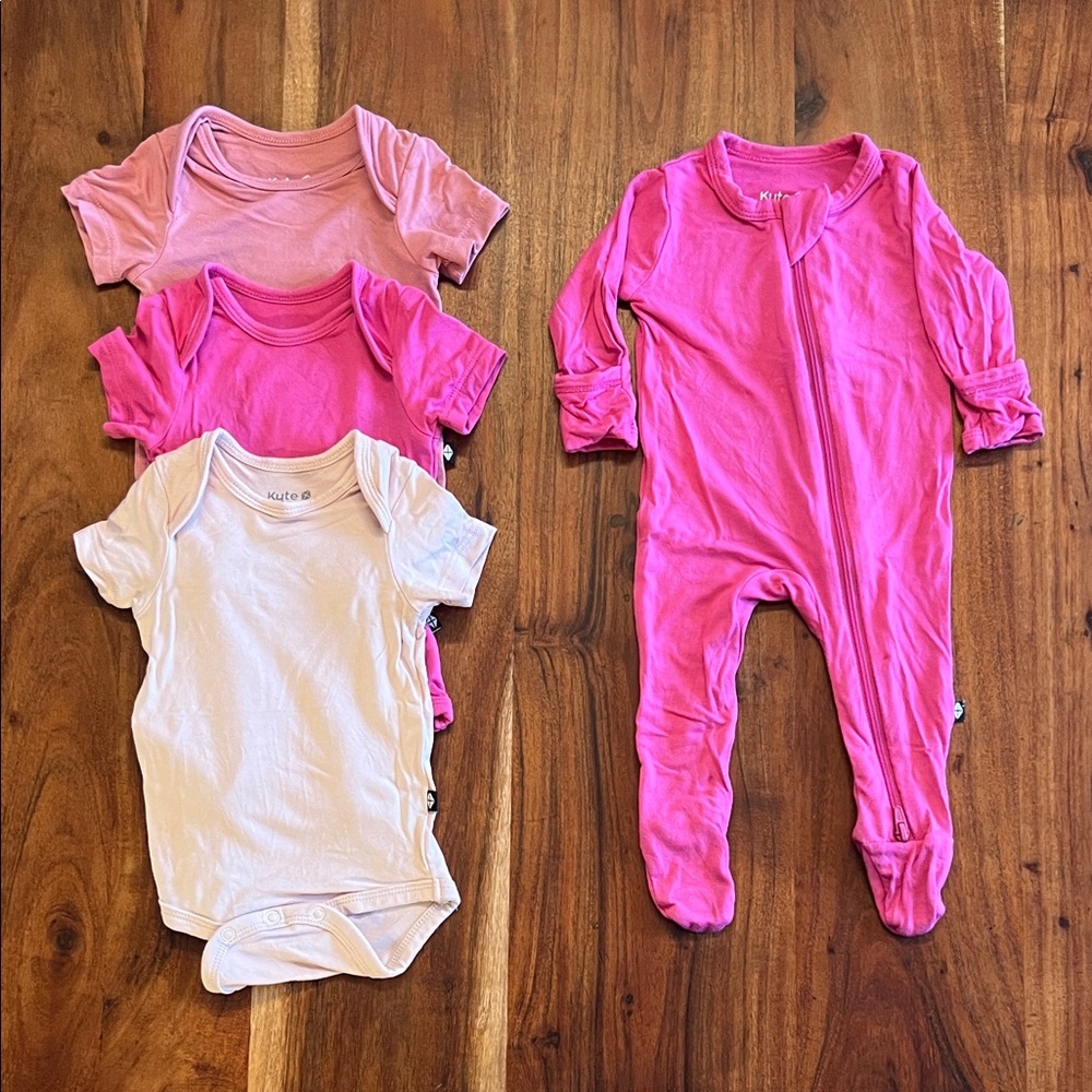 KYTE BABY NB Bundle Pink footie and bodysuits